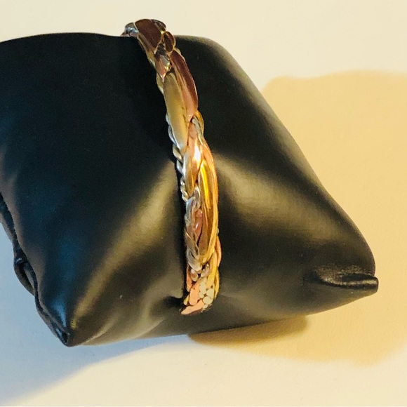 Sterling Silver Copper Brass Hammered Braided Cuff Bracelet Native American Vtg - Picture 14 of 16